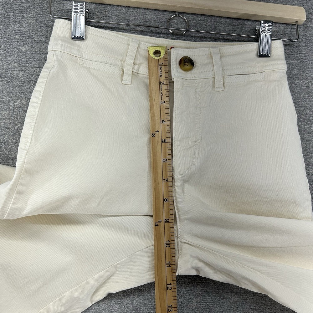 Marine Layer Charlie Wide Leg Denim Pants Women‎ Size 0 Petite Cream Raw Hem - Picture 8 of 11